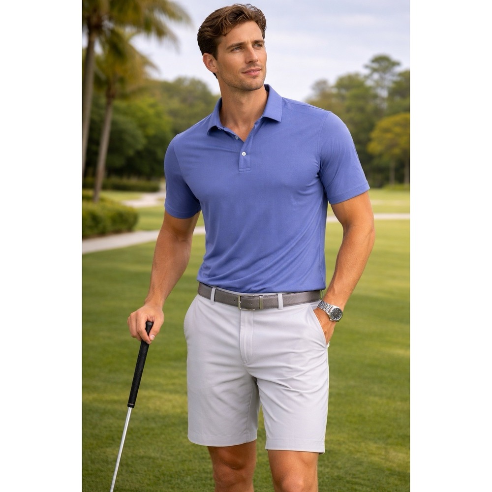 PGA TOUR Performance Polo Shirt Men XL Blue Short Sleeve Golf Athletic Stretch